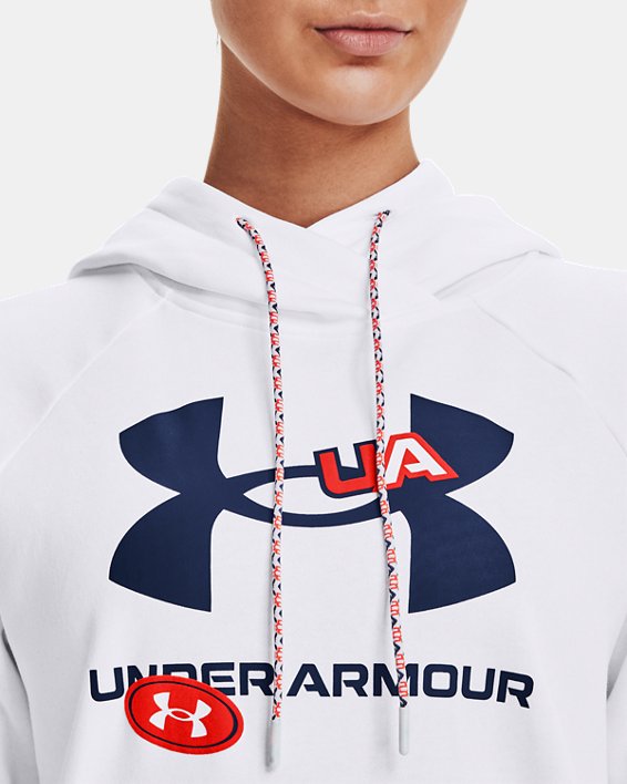 Women's UA Rival Fleece Big Logo Hoodie, White, pdpMainDesktop image number 3